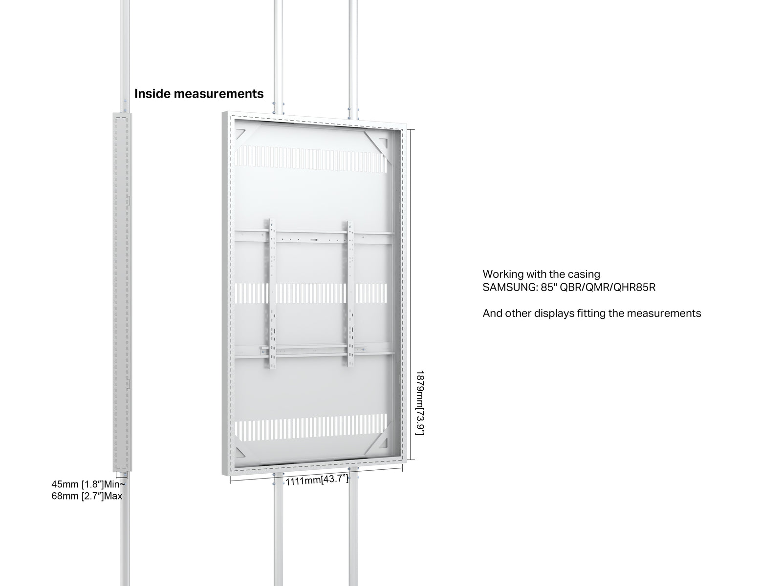 Multibrackets M Pro Series Enclosure 85" Floor to Ceiling Large White Signage Display Enclosures Multibrackets