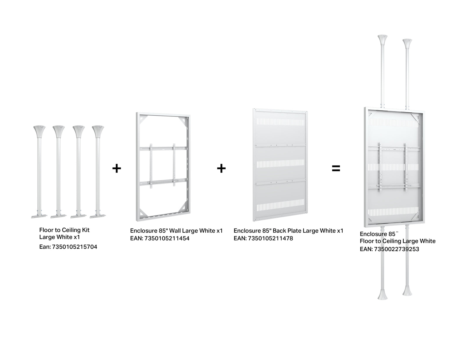 Multibrackets M Pro Series Enclosure 85" Floor to Ceiling Large White Signage Display Enclosures Multibrackets