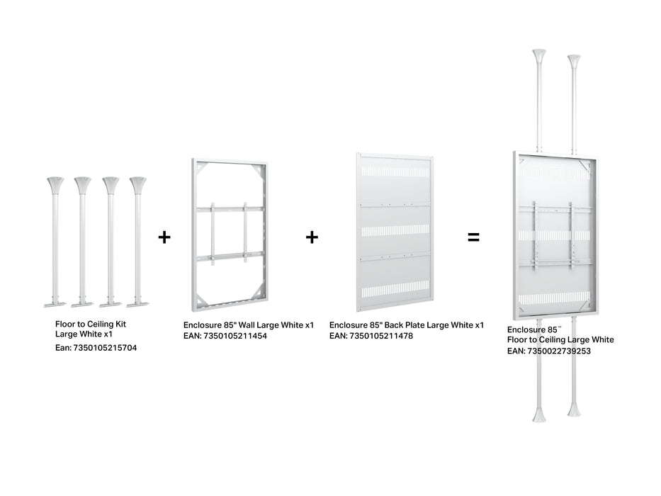 Multibrackets M Pro Series Enclosure 85" Floor to Ceiling Large White Signage Display Enclosures Multibrackets