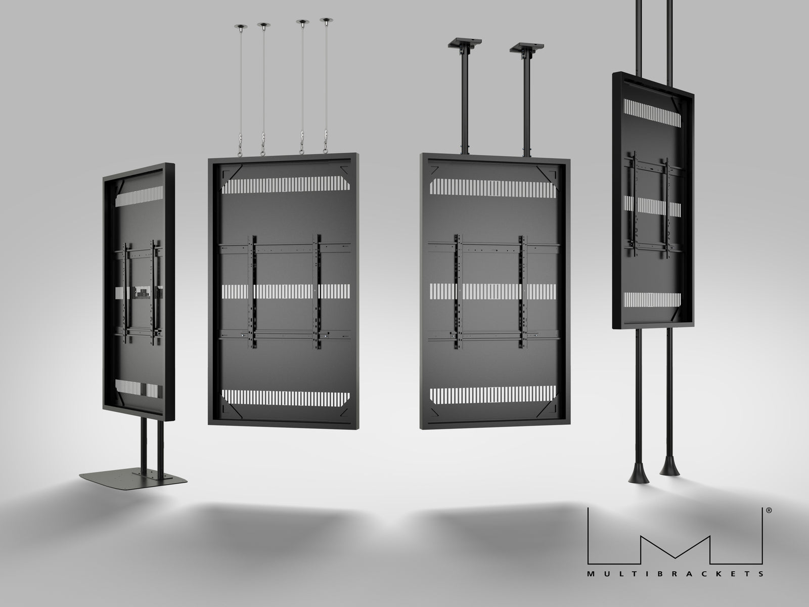 Multibrackets M Pro Series Enclosure 85" Floor to Ceiling Large White Signage Display Enclosures Multibrackets