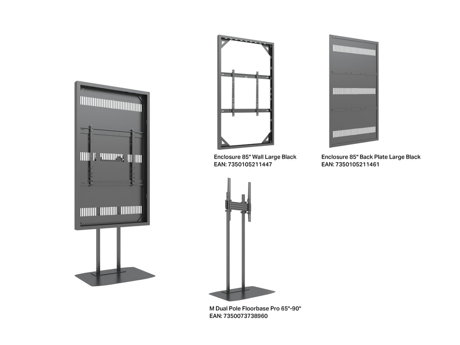 Multibrackets M Pro Series Enclosure 85" Floorbase Dual Pole Black Signage Display Enclosures Multibrackets