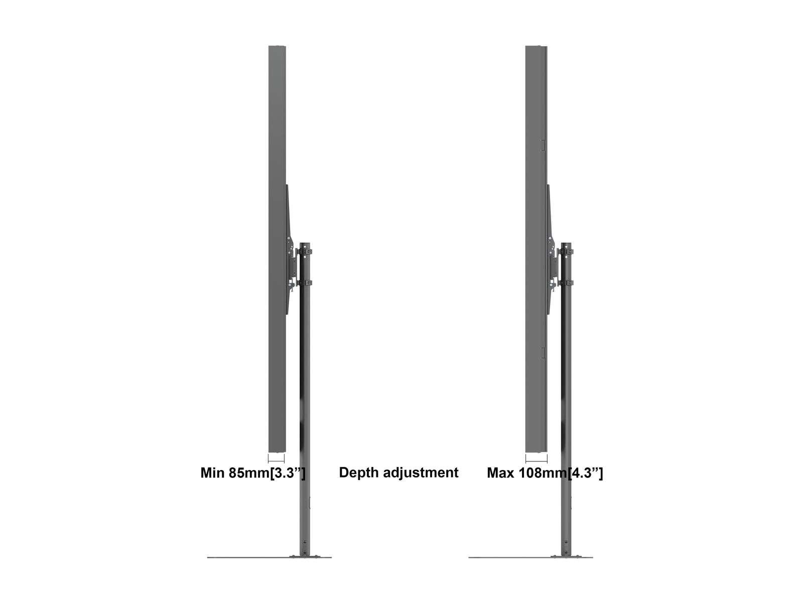 Multibrackets M Pro Series Enclosure 85" Floorbase Dual Pole Black Signage Display Enclosures Multibrackets