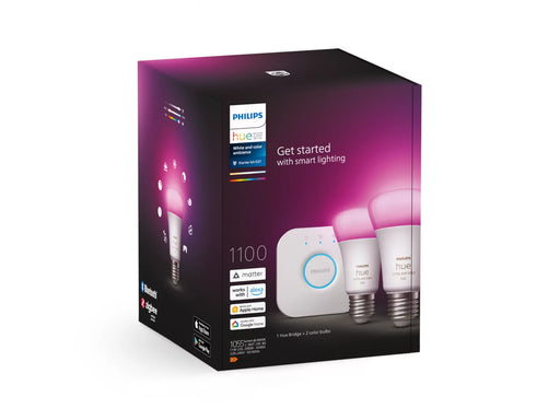 Philips Hue White And Colour Ambience Starter Kit 2 E27 Smart Bulbs (1100) - 929002468810