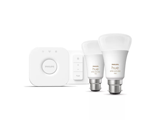 Philips Hue Starter Kit: 2 B22 Smart Bulbs (1100) + Dimmer Switch - 929002468906