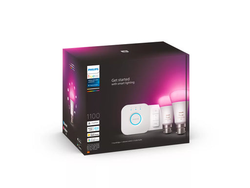 Philips Hue Starter Kit: 2 B22 Smart Bulbs (1100) + Dimmer Switch - 929002468906