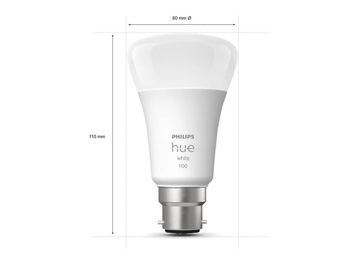 Philips Hue White A60 B22 Smart Light Bulb Twin Pack LED | 929002469302 Smart Lighting Philips