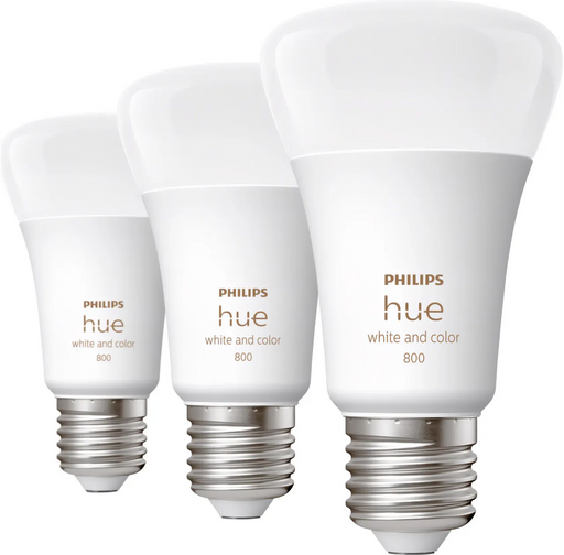 Philips Hue Smart Light 6.5W A60 E27 Bulbs 3-Pack - 929002489603