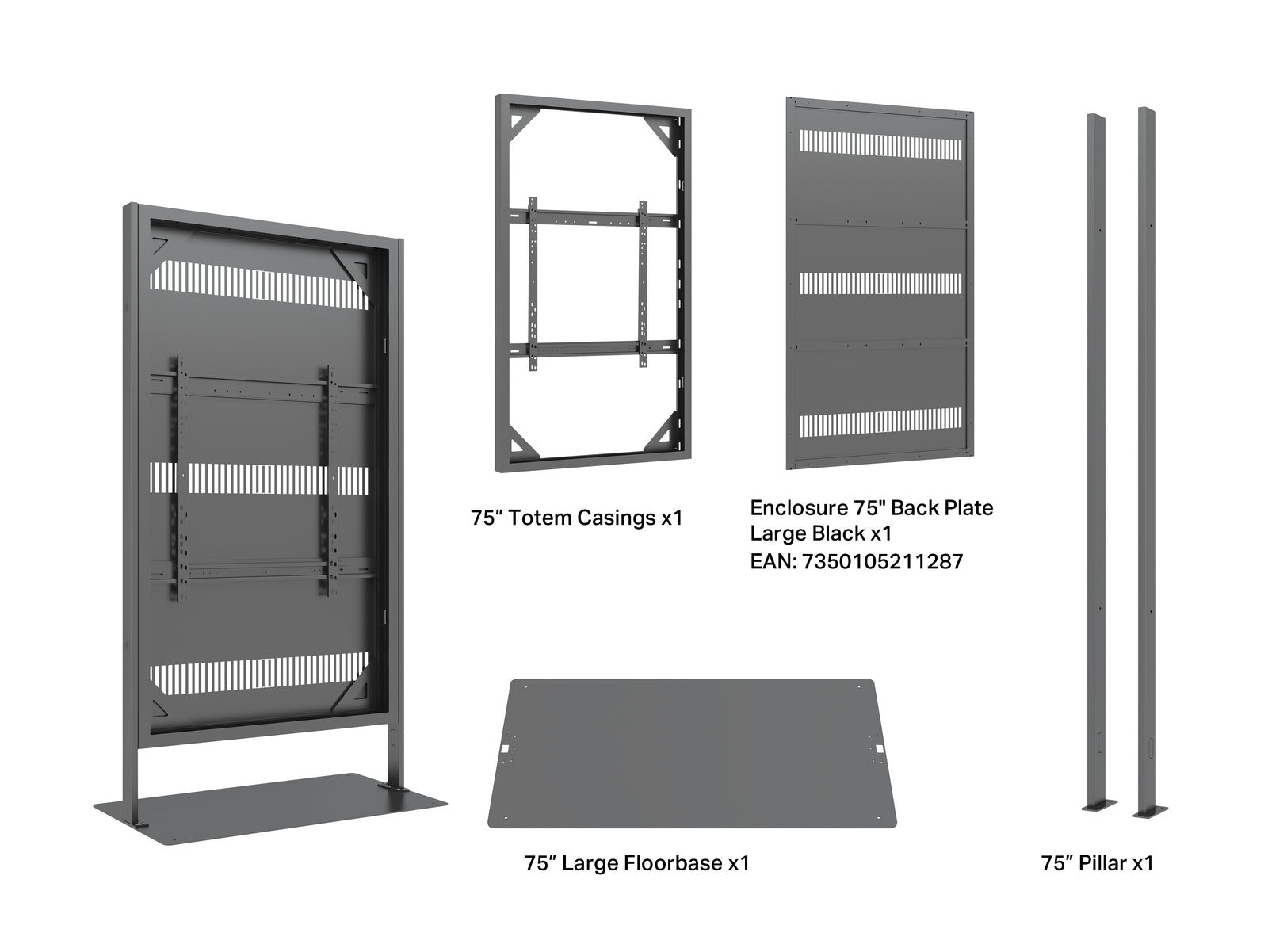 Multibrackets M Pro 75" Digital Signage Totem Enclosure with Floorbase | 7350022739307