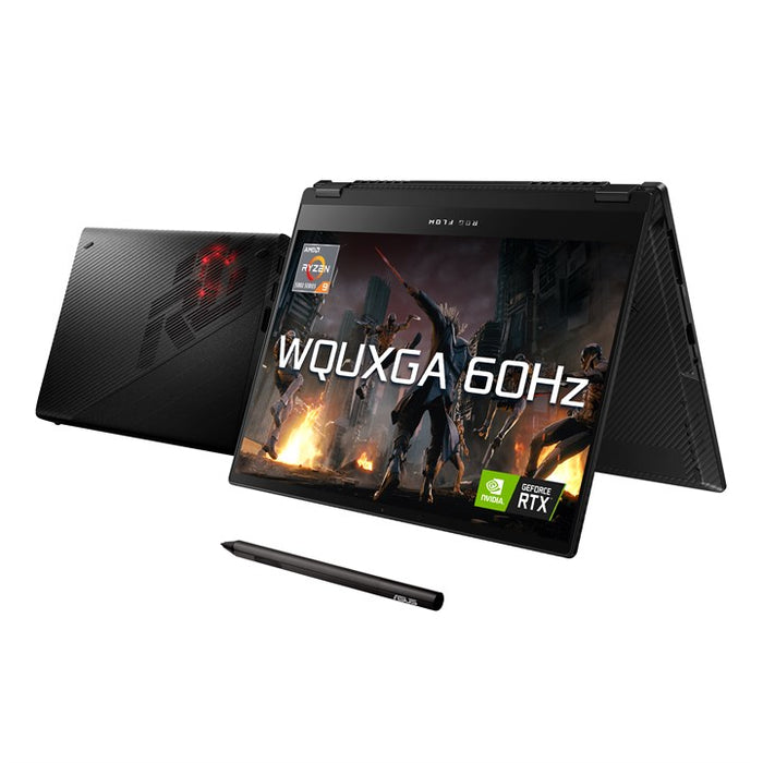 ASUS ROG Flow X13 GV301QE-K5121R Hybrid (2-in-1) 35.6 cm (14") Touchscreen WQUXGA AMD Ryzen™ 9 16 GB LPDDR4x-SDRAM 1000 GB SSD NVIDIA GeForce RTX 3050 Ti Wi-Fi 6 (802.11ax) Windows 10 Pro Black