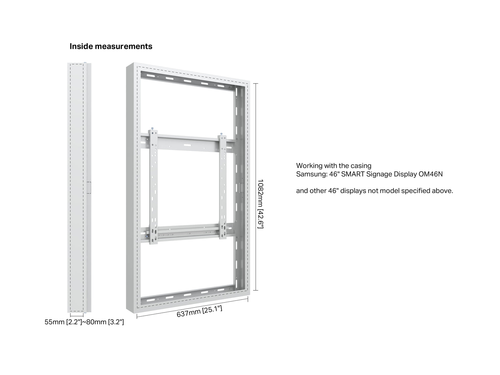 Multibrackets M Pro Series Enclosure 46" High Brightness Wall Small White Signage Display Enclosures Multibrackets
