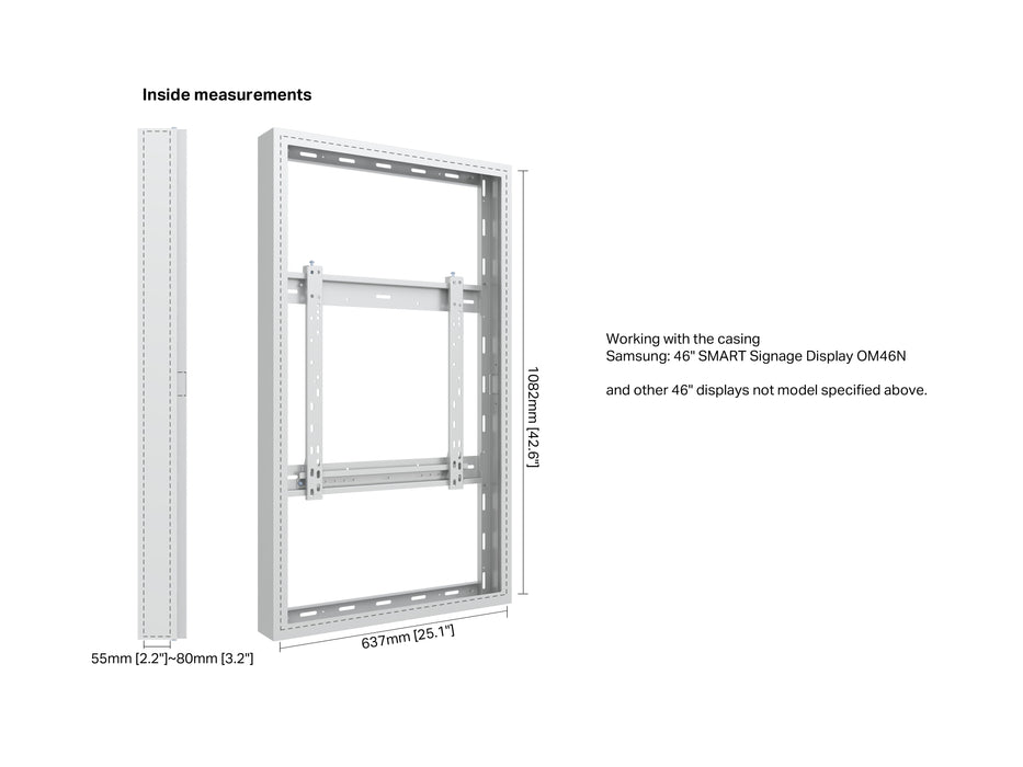 Multibrackets M Pro Series Enclosure 46" High Brightness Wall Small White Signage Display Enclosures Multibrackets
