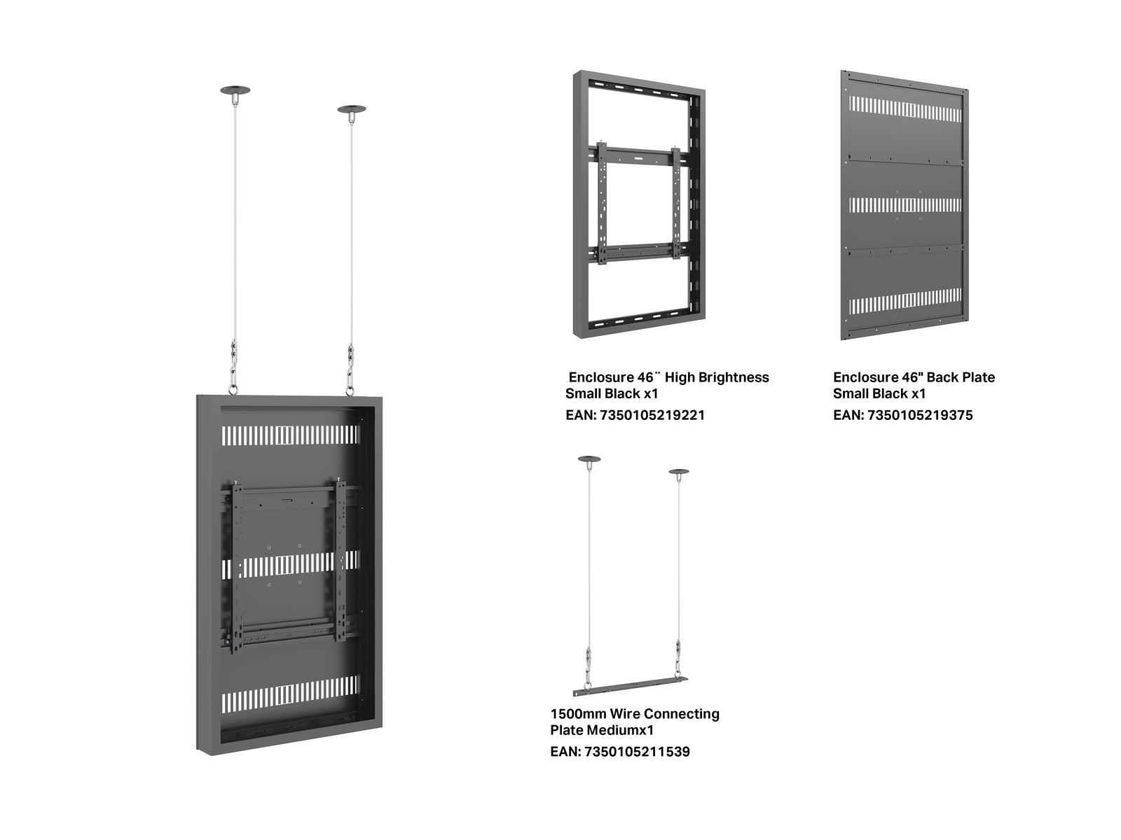 Multibrackets M Pro Series Enclosure 46" High Brightness Wire Small Black Signage Display Enclosures Multibrackets