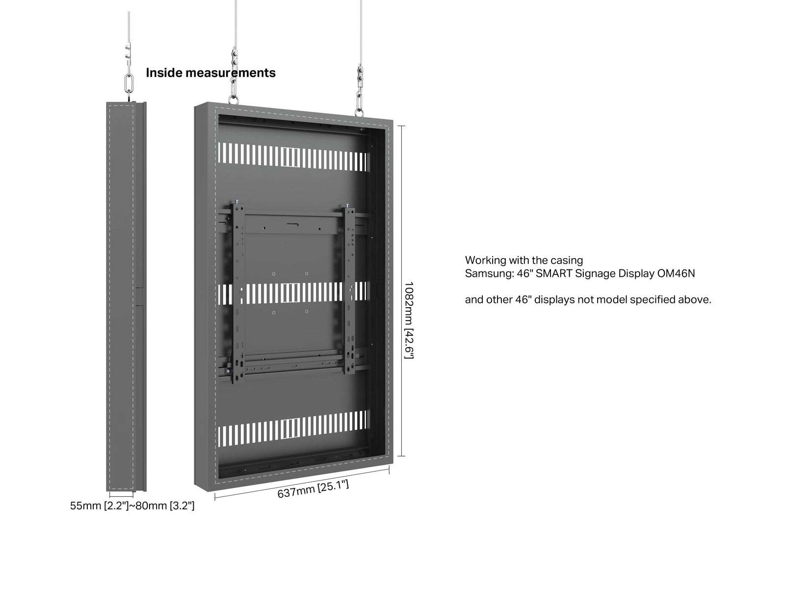 Multibrackets M Pro Series Enclosure 46" High Brightness Wire Small Black Signage Display Enclosures Multibrackets