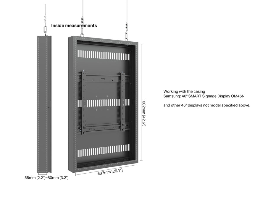 Multibrackets M Pro Series Enclosure 46" High Brightness Wire Small Black Signage Display Enclosures Multibrackets