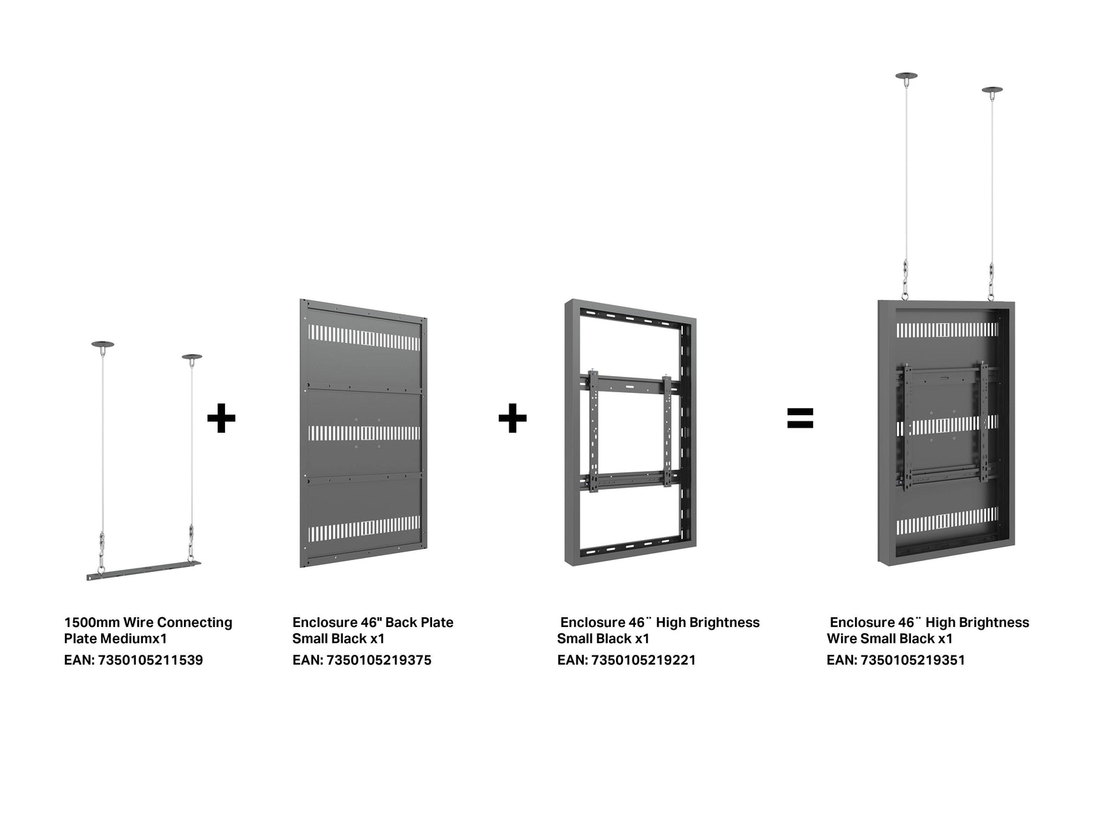Multibrackets M Pro Series Enclosure 46" High Brightness Wire Small Black Signage Display Enclosures Multibrackets