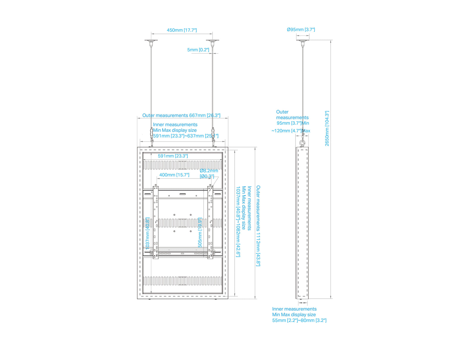 Multibrackets M Pro Series Enclosure 46" High Brightness Wire Small Black Signage Display Enclosures Multibrackets