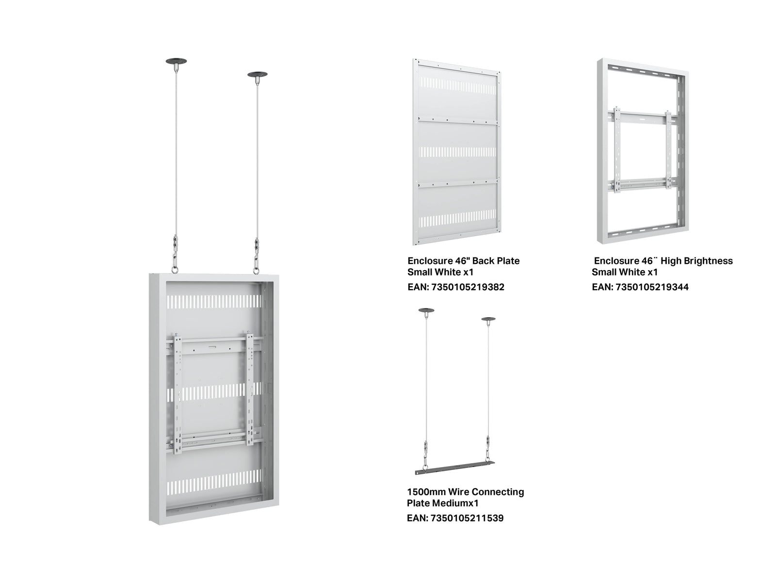 Multibrackets M Pro Series Enclosure 46" High Brightness Wire Small White Signage Display Enclosures Multibrackets