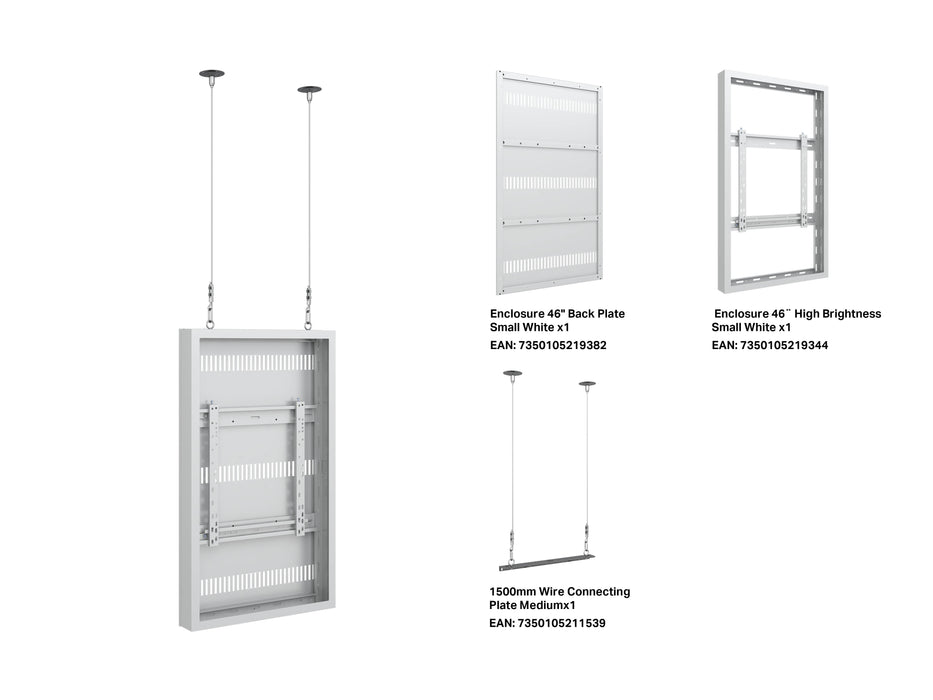 Multibrackets M Pro Series Enclosure 46" High Brightness Wire Small White Signage Display Enclosures Multibrackets