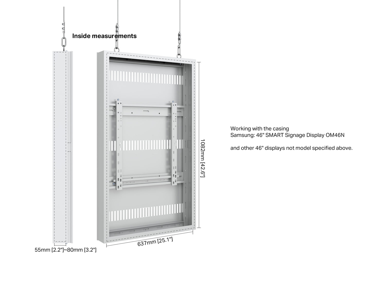 Multibrackets M Pro Series Enclosure 46" High Brightness Wire Small White Signage Display Enclosures Multibrackets