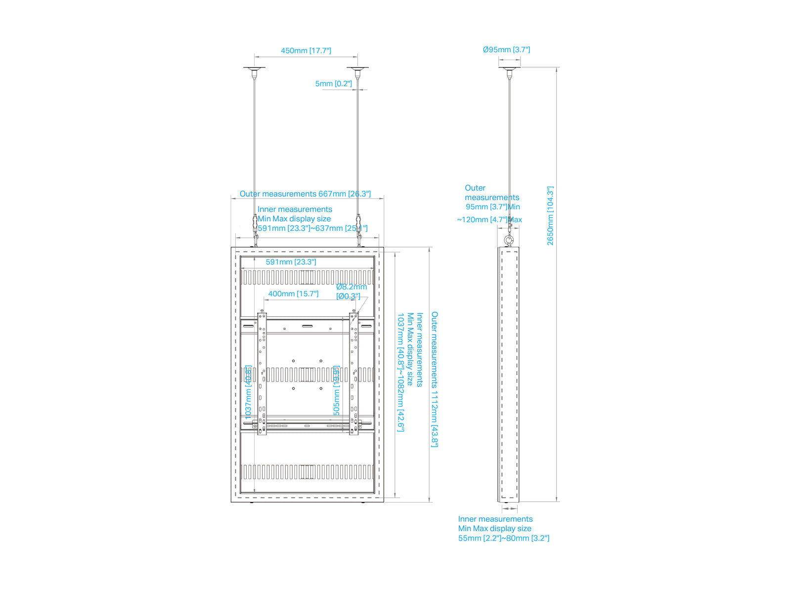 Multibrackets M Pro Series Enclosure 46" High Brightness Wire Small White Signage Display Enclosures Multibrackets