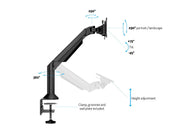 Multibrackets 15" - 34" M VESA Gas Lift Arm Desk or Wall Basic Black Monitor Arm Desk Mount Multibrackets