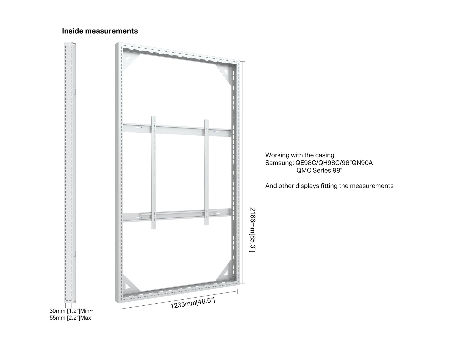 Multibrackets M Pro Series Enclosure 98" Wall Slim Large White Signage Display Enclosures Multibrackets