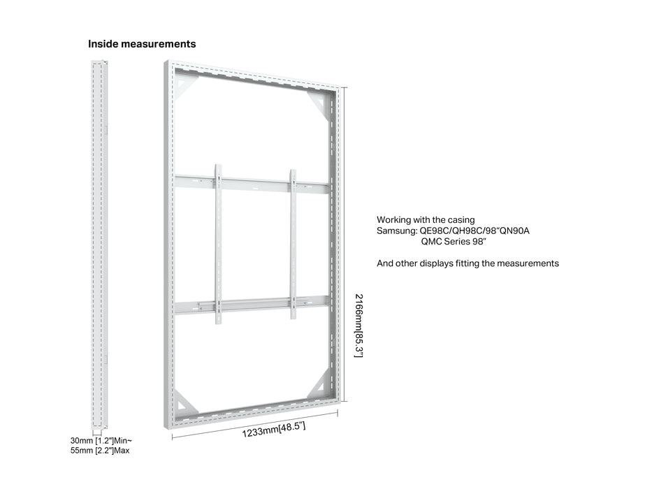 Multibrackets M Pro Series Enclosure 98" Wall Slim Large White Signage Display Enclosures Multibrackets