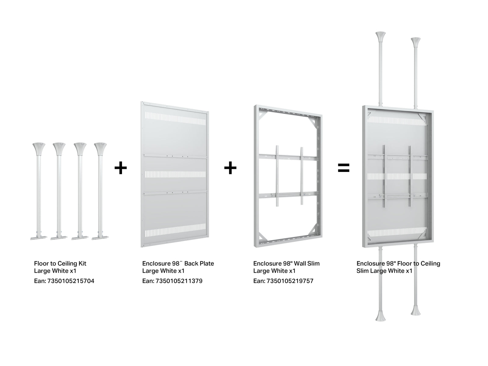 Multibrackets M Pro Series Enclosure 98" Wall Slim Large White Signage Display Enclosures Multibrackets