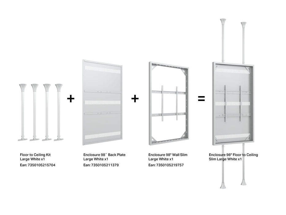 Multibrackets M Pro Series Enclosure 98" Wall Slim Large White Signage Display Enclosures Multibrackets