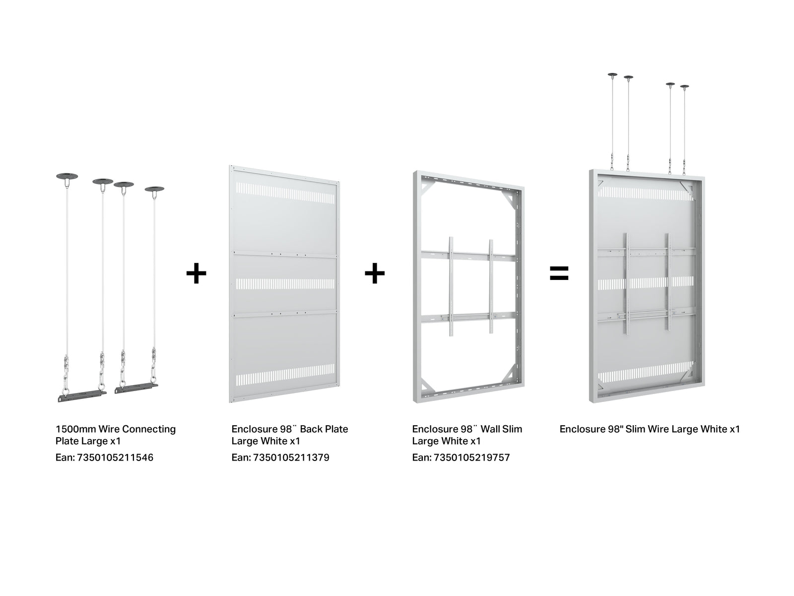 Multibrackets M Pro Series Enclosure 98" Wall Slim Large White Signage Display Enclosures Multibrackets