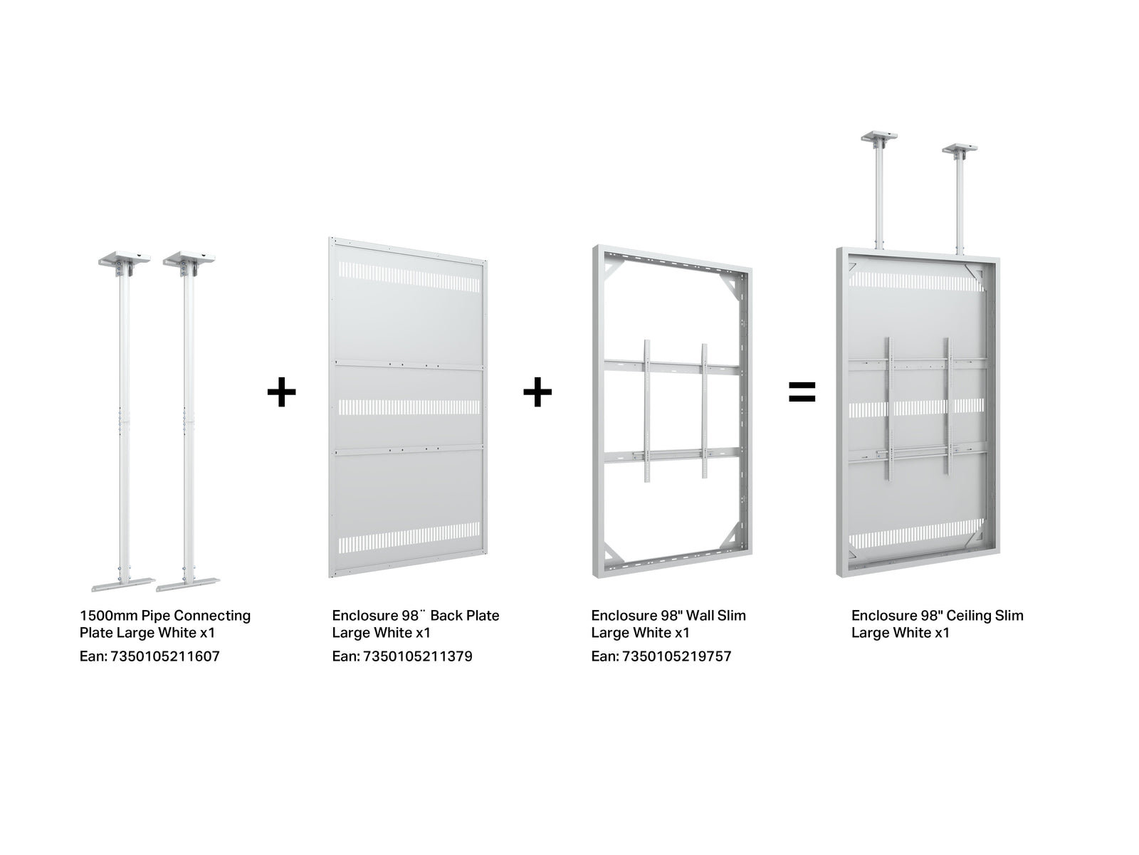 Multibrackets M Pro Series Enclosure 98" Wall Slim Large White Signage Display Enclosures Multibrackets
