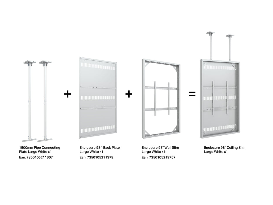 Multibrackets M Pro Series Enclosure 98" Wall Slim Large White Signage Display Enclosures Multibrackets