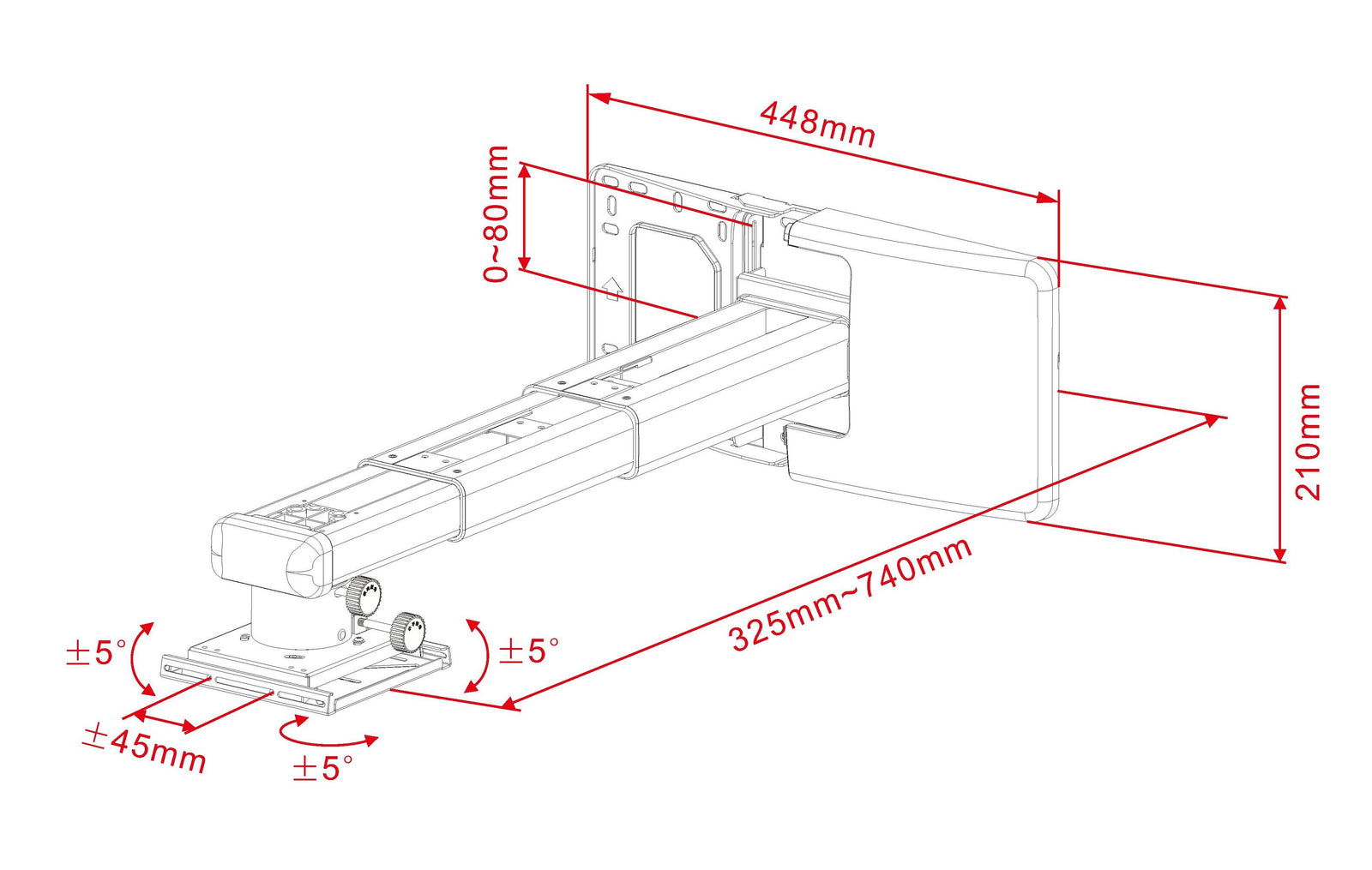Multibrackets M Projector Mount Short Throw Deluxe 300-700mm Medium | 7350022739833 Projector Mount Multibrackets