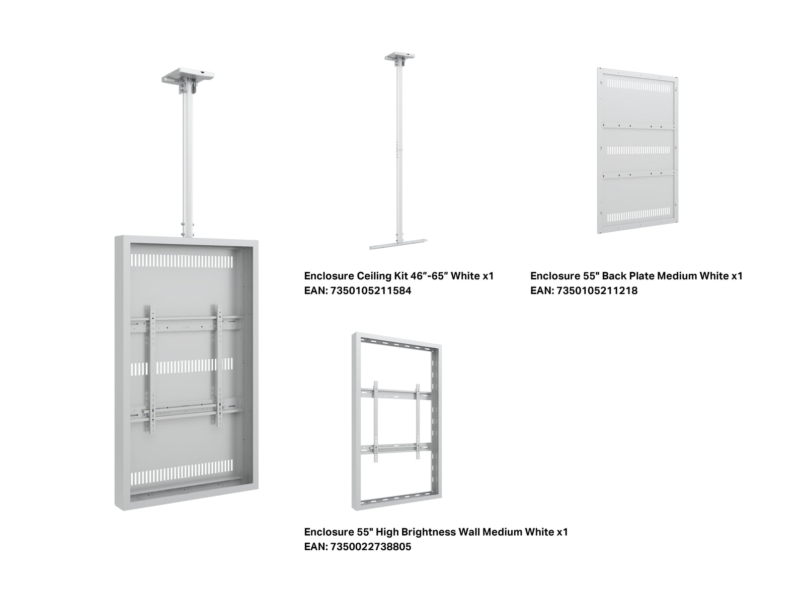 Multibrackets M Pro Series Enclosure 55" High Brightness Ceiling Medium White Signage Display Enclosures Multibrackets