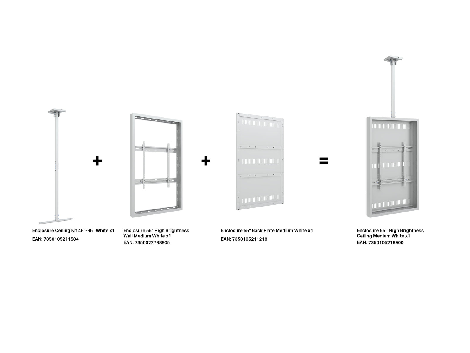 Multibrackets M Pro Series Enclosure 55" High Brightness Ceiling Medium White Signage Display Enclosures Multibrackets