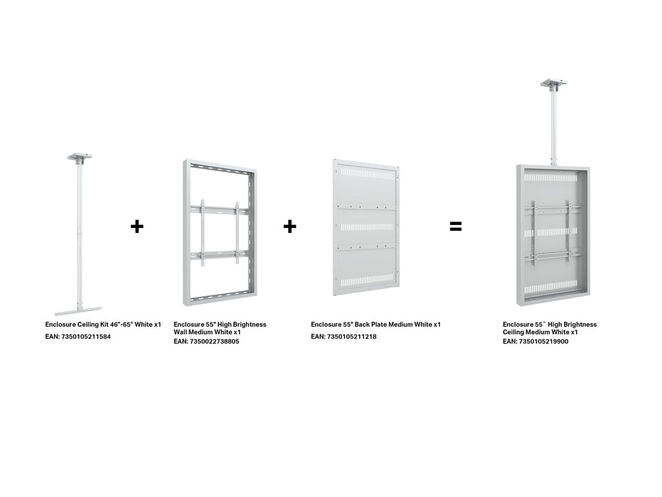 Multibrackets M Pro Series Enclosure 55" High Brightness Ceiling Medium White Signage Display Enclosures Multibrackets
