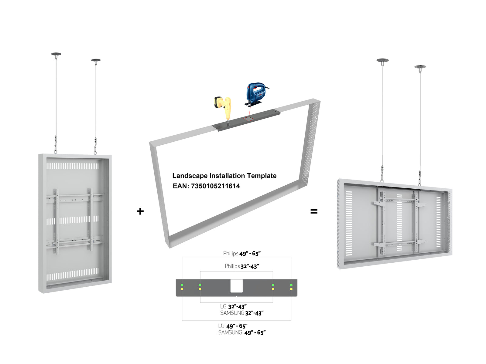 Multibrackets M Pro Series Enclosure 55" High Brightness Wire Medium White Signage Display Enclosures Multibrackets