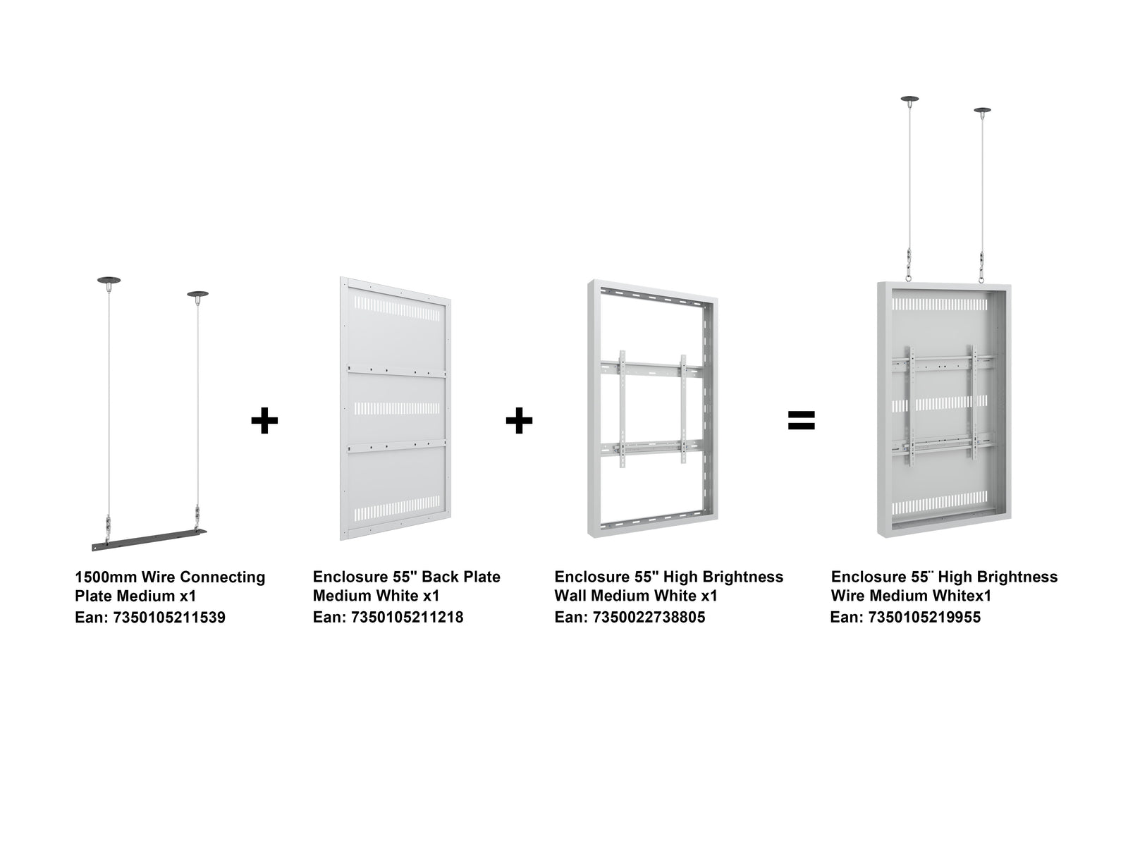 Multibrackets M Pro Series Enclosure 55" High Brightness Wire Medium White Signage Display Enclosures Multibrackets