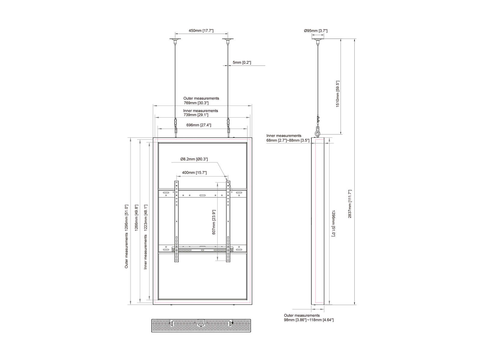 Multibrackets M Pro Series Enclosure 55" High Brightness Wire Medium White Signage Display Enclosures Multibrackets