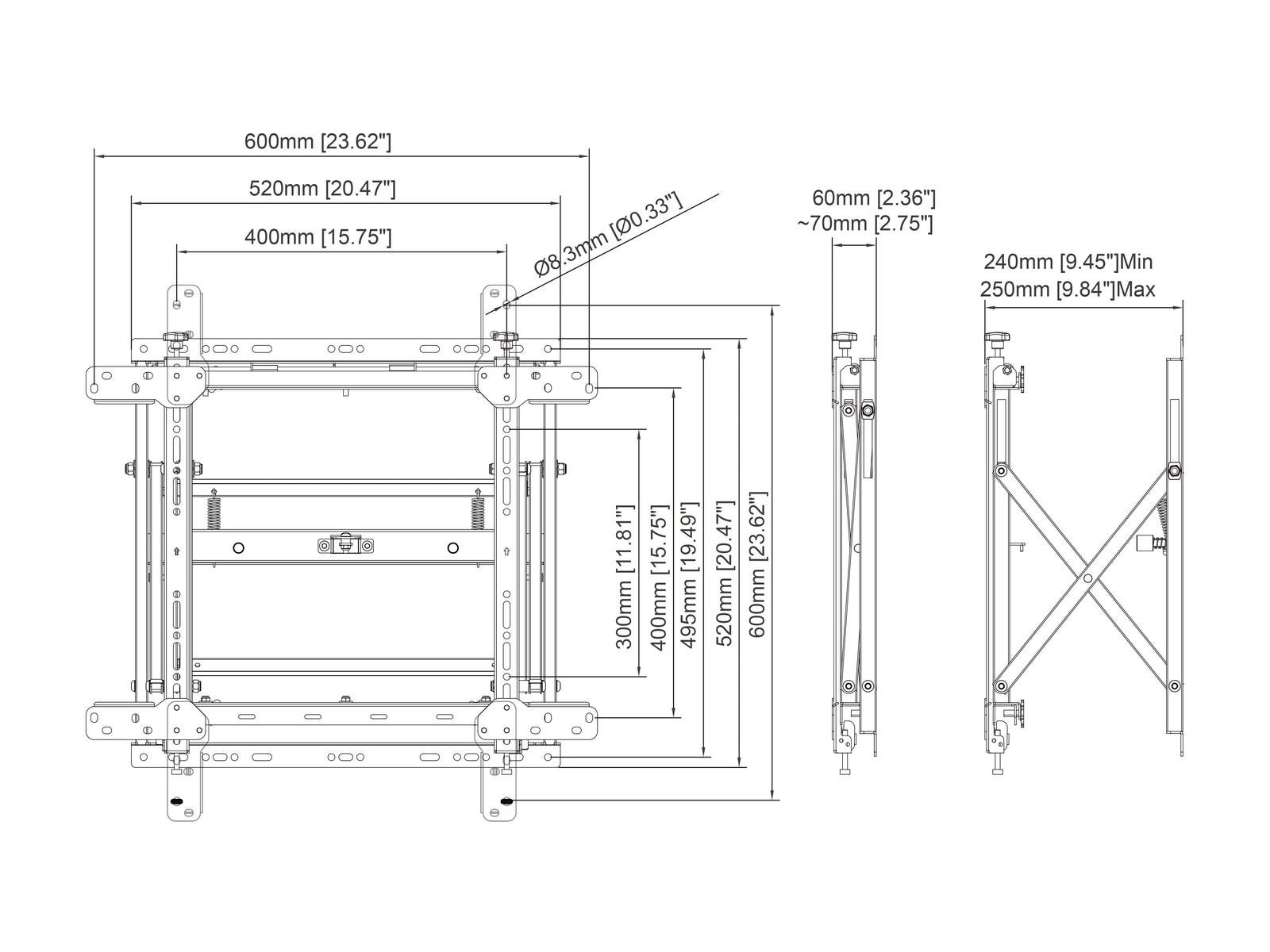 Multibrackets M Public Video Wall Mount Push Slim For 40" - 55" Screens Wall Mount Bracket Multibrackets