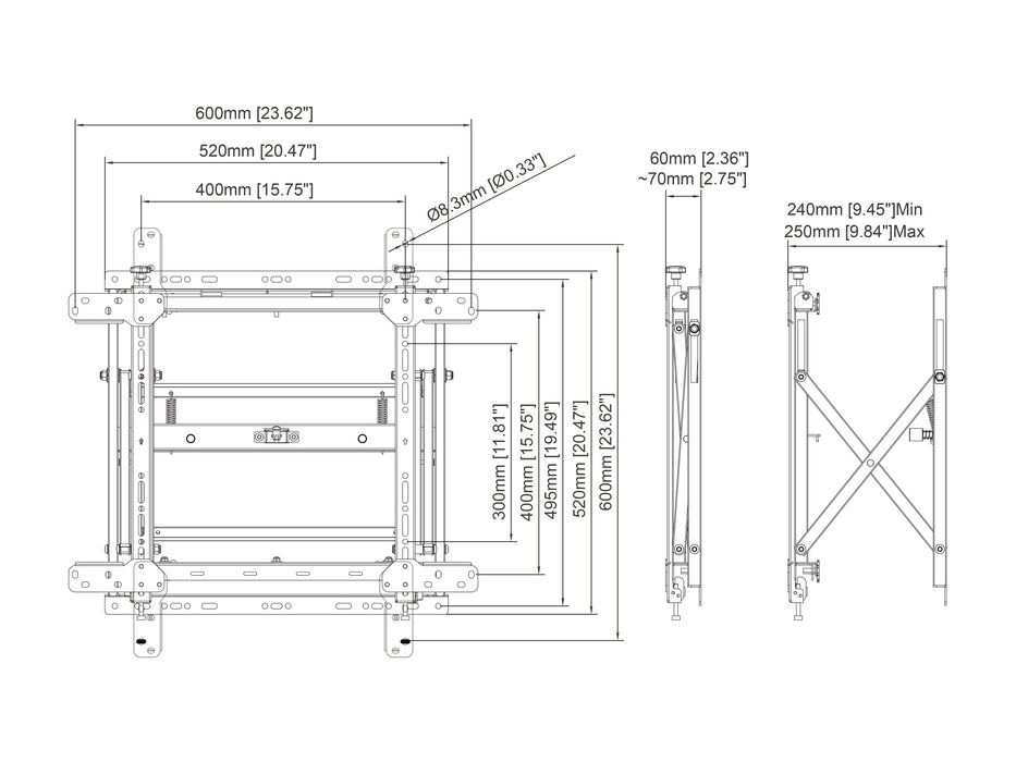 Multibrackets M Public Video Wall Mount Push Slim For 40" - 55" Screens TV Mounts & Stands Multibrackets