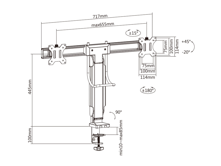 Multibrackets M Deskmount Slim Basic Dual Monitor Mount - 17" to 27" Screens Monitor Mounts & Stands Multibrackets