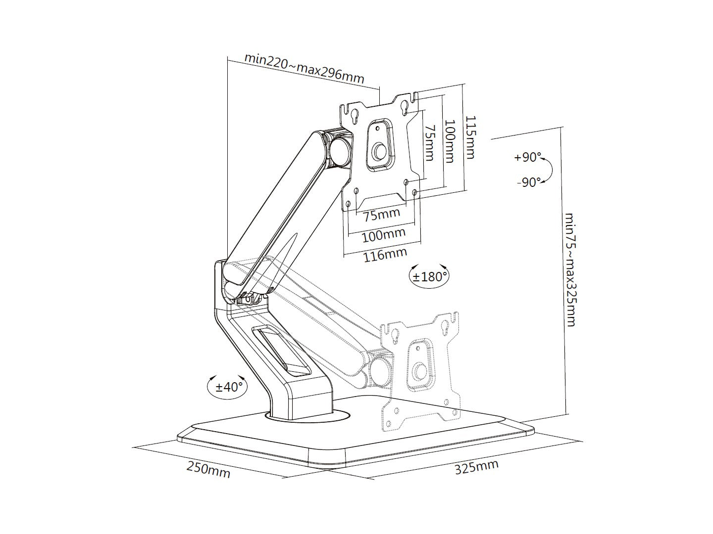 Multibrackets M Deskstand Touch Basic Monitor Mount - 17"-32" Screen Monitor Arm Desk Mount Multibrackets