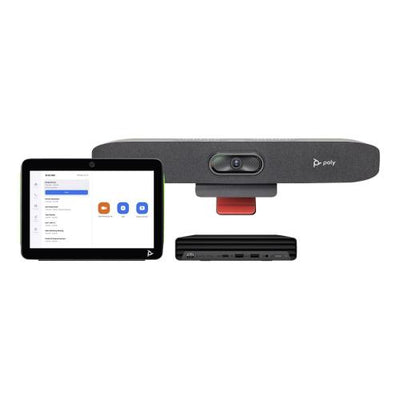 Hp Poly Studio Small Room Bundle for Zoom Rooms: Studio R30 USB Video Bar and HP PC w/TC10 | 9C973AA Poly Video Conferencing System Poly