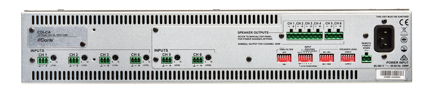 Cloud Electronics CA6160 6 Channel Amplifier 160w Per Output Channel Audio Amplifier Cloud Electronics