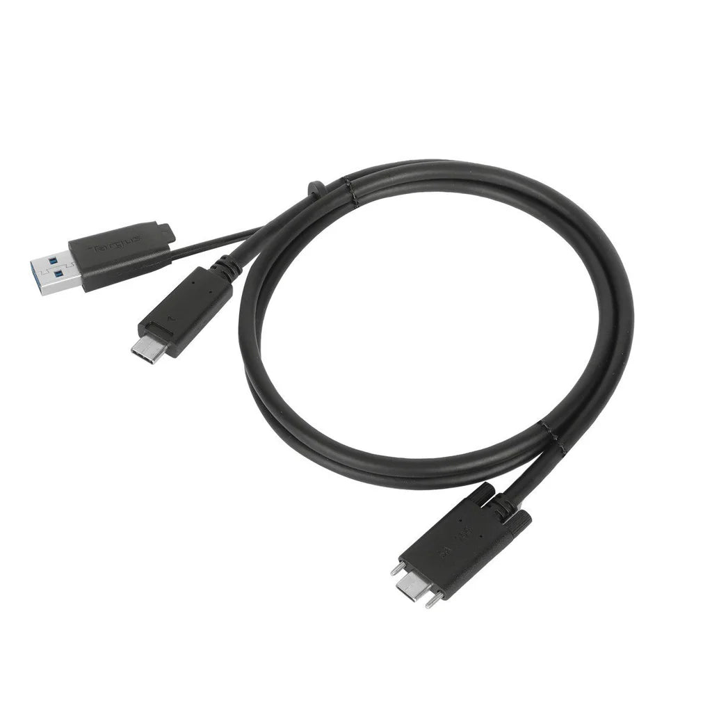 Targus 1M USB-C® Male to USB-C® Male 10 Gbps Screw-In Cable with USB-A Tether | ACC1133GLX USB Cable Targus