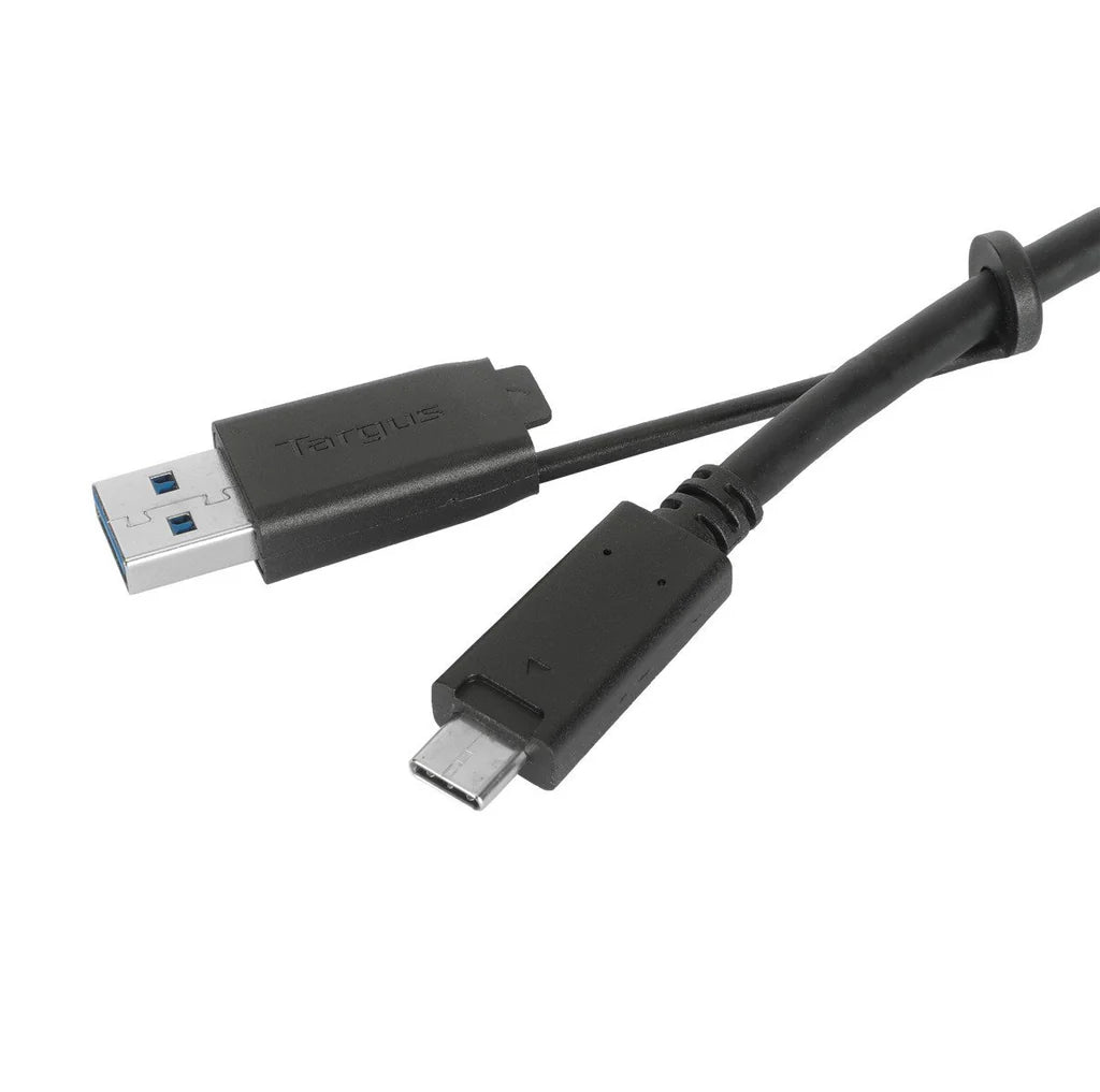 Targus 1M USB-C® Male to USB-C® Male 10 Gbps Screw-In Cable with USB-A Tether | ACC1133GLX USB Cable Targus
