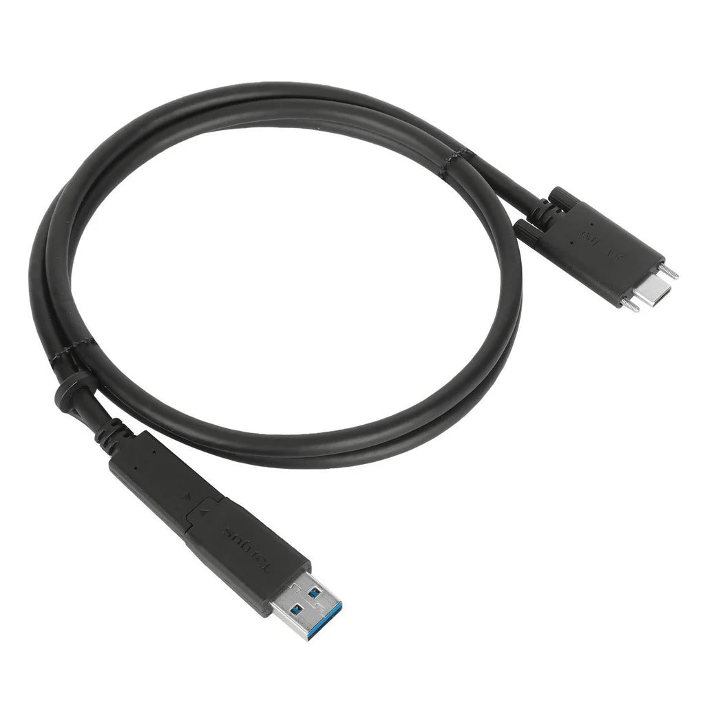 Targus 1M USB-C® Male to USB-C® Male 10 Gbps Screw-In Cable with USB-A Tether | ACC1133GLX USB Cable Targus