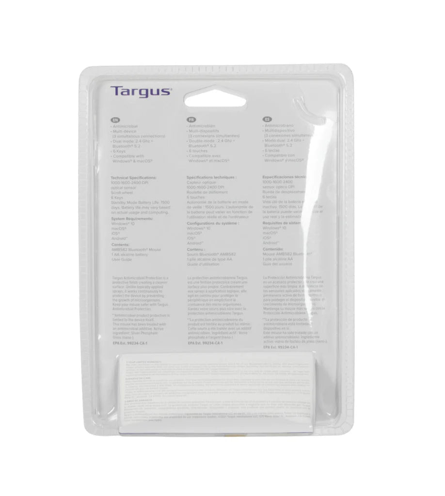 Targus Midsize Comfort Multi-Device Antimicrobial Wireless Mouse | AMB582GL Keyboard & Mouse Targus