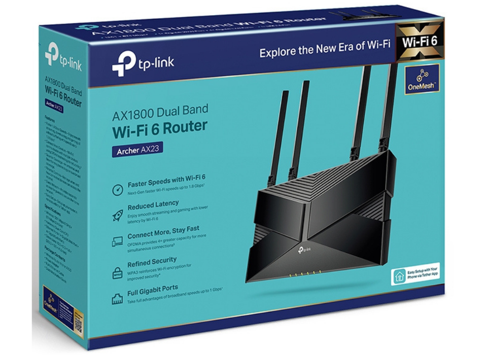 TP-Link Wireless Router Gigabit Ethernet Dual-Band (2.4 Ghz / 5 Ghz) Black | ARCHER AX23 Wireless Router TP-Link